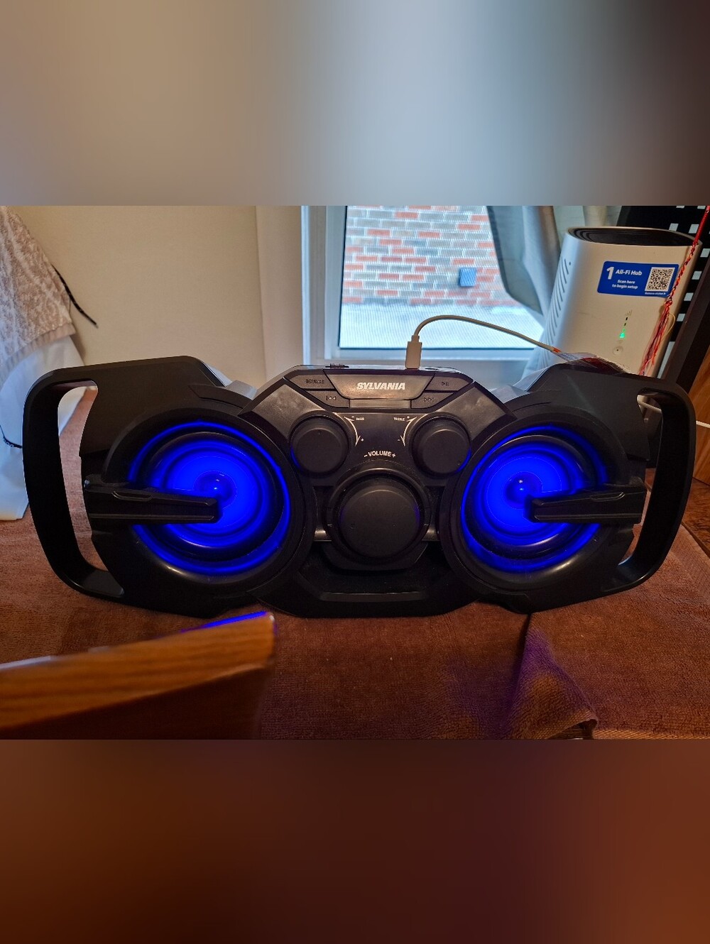 Syvania Portable Bluetooth Speaker System - Black with Blue Lights